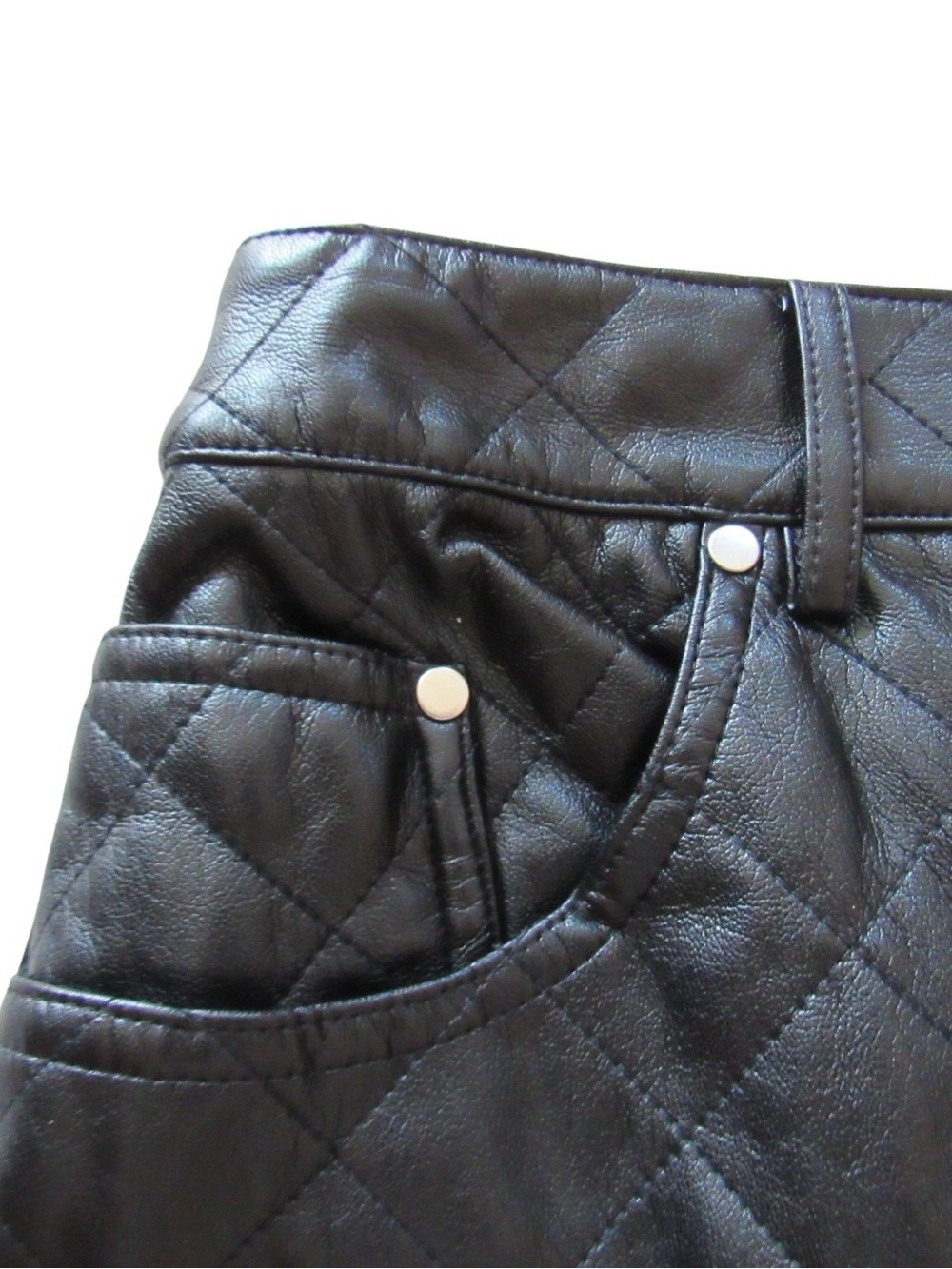 Cami NYC Quilted Macy Mini Skirt 2 Black Vegan Faux Leather Whimsigoth Punk - Picture 2 of 10